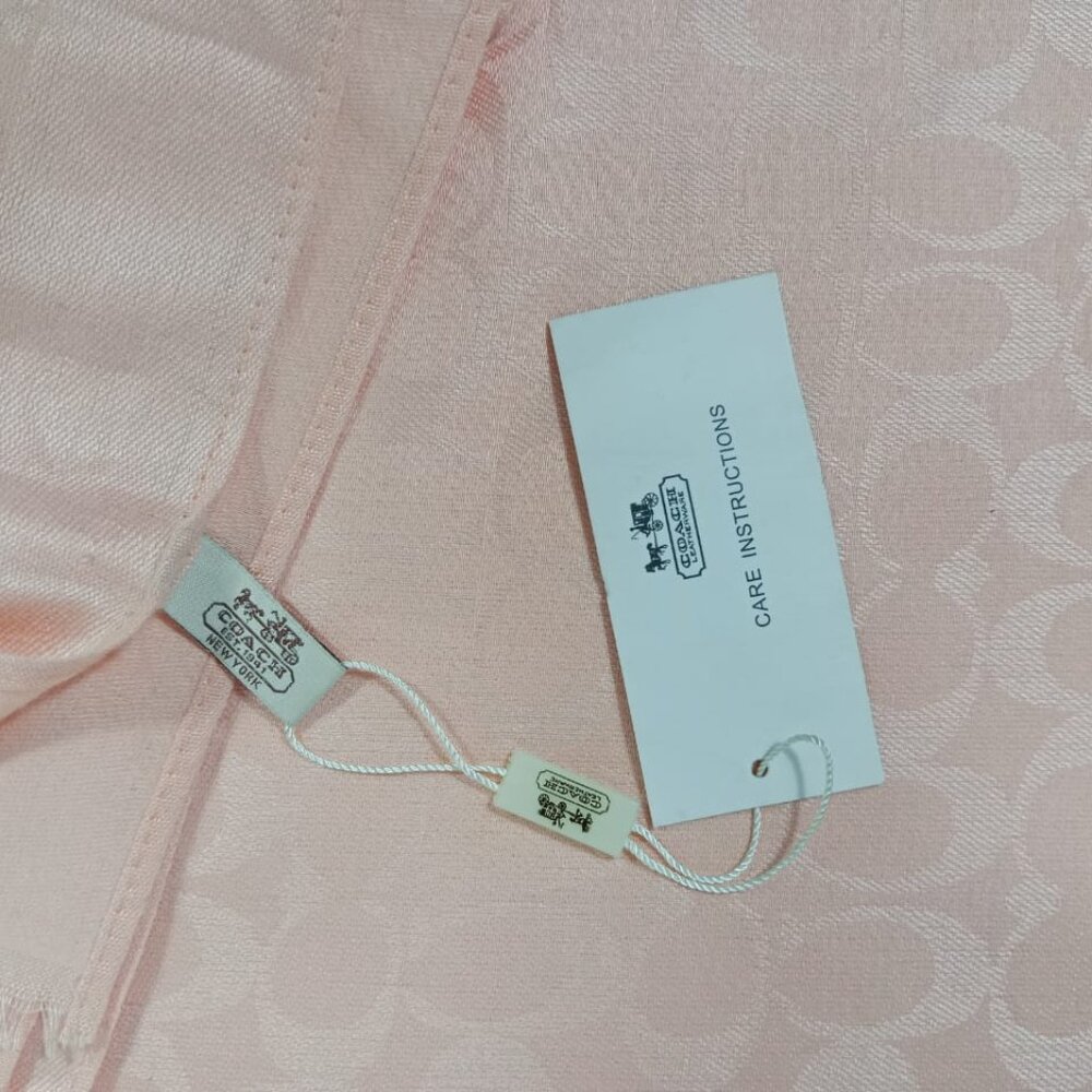 Authentic Coach Stole Shawl Wrap 65%Cashmere 35% Silk Peach Used - Picture 2 of 11